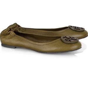 Tory Burch Reva Flats (size 8) in olive green